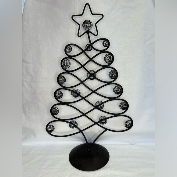Tabletop Christmas Card Photo Holder Tree Display Black Metal - Picture 1 of 9